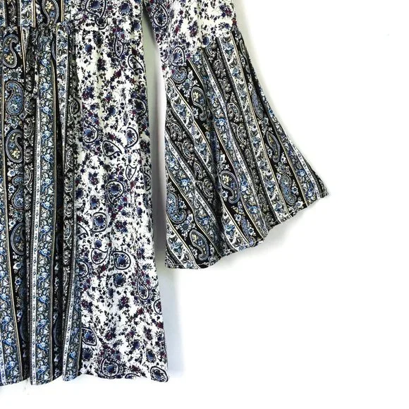 Umgee Floral Paisley Flare Sleeve Boho Tunic Small - Picture 12 of 15